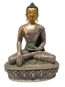  Masterpiece , Sterling Silver, 1280 Gram Statue of Shakyamuni Buddha, Old Stock 