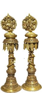 Fine Antique Panas Lamp 47" Hand Crafted in Set of 2