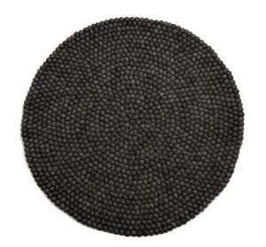 Dark Grey Felt Ball Rug, Handmade in Nepal