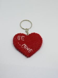 Felted Wool Heart Shape Key Ring (Key chain)