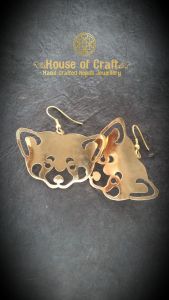 Light Weight Hand-made Red Panda Brass Earring