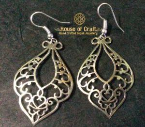 Light Weight Hand-Made White Metal Chest Heart Earring