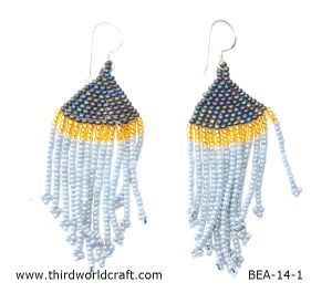 Handmade Lightweight Colorful Glass Bead Earring with Sterling Silver Hook