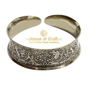 Handmade Hammered White Metal Concave Bracelet