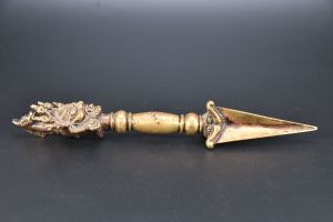 Rare Tibetan Vajrakilaya Mahakala Head-faced Kartika Phurba Phurwa Buddhist Thunderbolt Shaman Phurpa