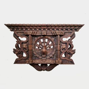 Wooden Peacock Window 16x10 Inches