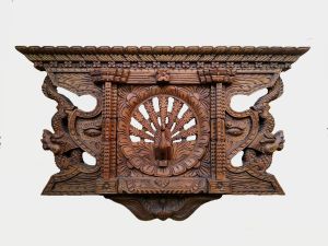 Wooden Peacock Window 20x12 Inches Mayur Jhyal