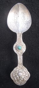 Antique Old Used tibetan 92.5% Silver Medicine Spoon. Nepal