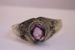 Handmade Amethyst Sterling Silver Bangle