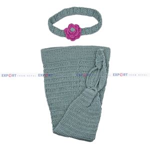 Camouflage Green Cotton Wool Baby Mermaid Prop Set for Photoshoot for New Born Baby