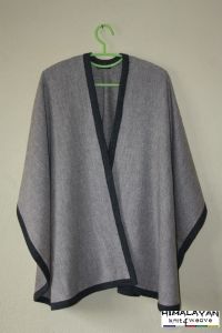 100% Pure Pashmina Poncho with back Lining -Black Lining