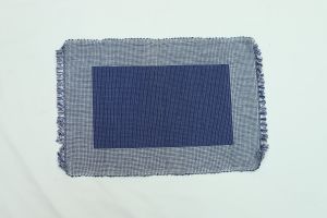 100% Pure Cotton Linen Dining Mats 17" x 12"(Blue & White)