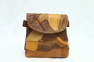 Small and Portable Leather Messenger Bag with Patterned Design