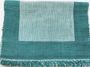 100% Pure Cotton Linen Dining Mats  (Teal and light blue)