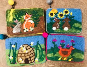 Handmade Pure Woolen Multicolor Designed Felted Purse