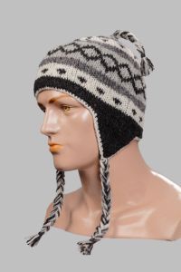 Hand-Knitted 100% Woolen Outside & Polyester Inside Multi-Colored Ear Flap