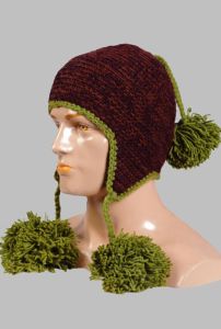 Hand-Knitted 100% Woolen Outside & Polyester Inside Multi-Colored Ear Flap