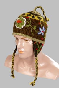Hand-Knitted 100% Woolen Outside & Polyester Inside Multi-Colored Ear Flap