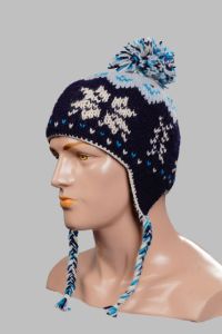 Hand-Knitted 100% Woolen Outside & Polyester Inside Multi-Colored Ear Flap