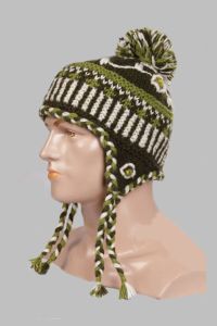 Hand-Knitted 100% Woolen Outside & Polyester Inside Multi-Colored Ear Flap