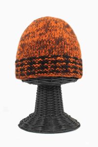 100% Pure Woolen Soft & Warm Orange and Black Beanie Hat