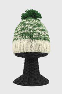 100% Pure Woolen Soft & Warm White and Green Beanie Hat