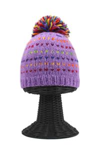 100% Woolen Outside and Polyester Inside Soft & Warm Stretchable Multi-Colored Beanie Hat