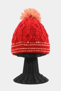 100% Woolen Outside and Polyester Inside Stretchable Soft & Warm Red Colored Beanie Hat