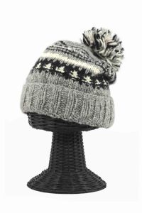 100% Woolen Outside and Polyester Inside Stretchable Soft & Warm Multi-Colored Patterned Beanie Hat