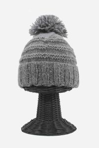 100% Woolen Outside and Polyester Inside Stretchable Soft & Warm Gray Colored Beanie Hat