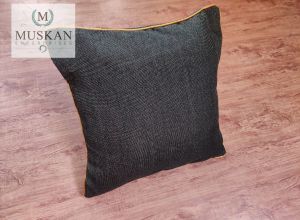5 Piece Set Black Jute Cushion Cover