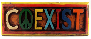 Wooden Small Coexist Wall Hanging- Painted