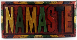 Wooden big Namaste Wall Hanging - Painted
