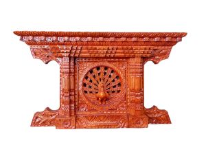 Wooden Peacock Window 20x12 Inches Mayur Jhyal